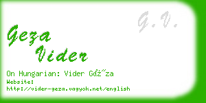 geza vider business card